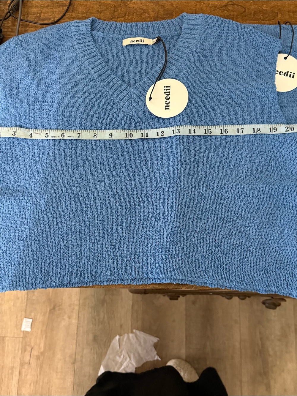 Needil Sky Blue V-Neck Knit Sweater/ skirt  set - Women's